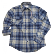 Tellason Topper Plaid Flannel Shirt Blue/Grey L